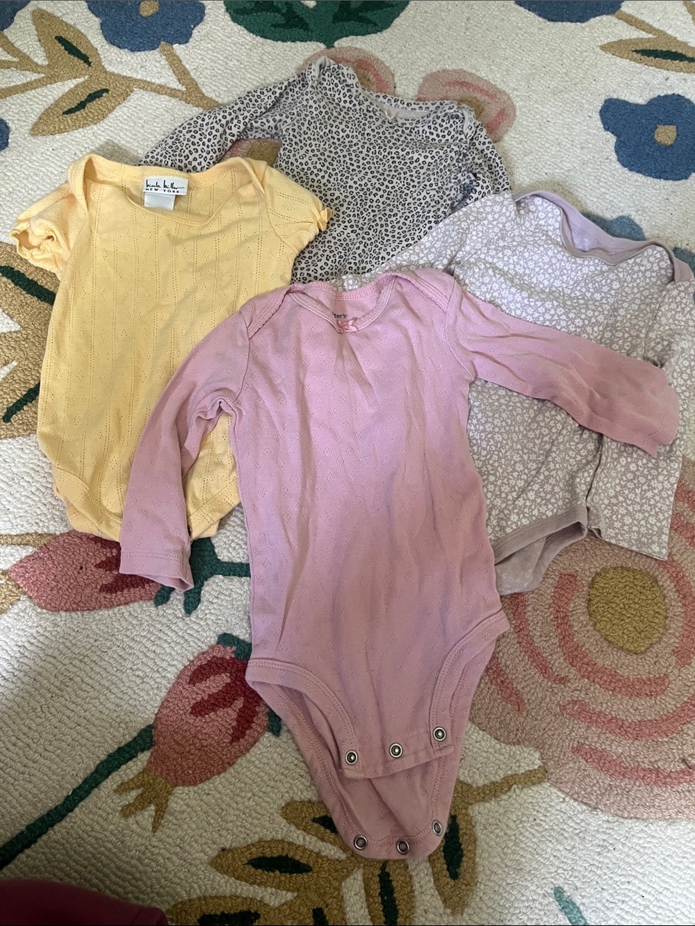 Mixed Pastel Baby One-Pieces Set - Pink, Yellow, floral etc 12 month
